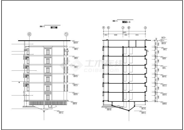 3700平米6层砖混结构住宅楼建筑设计CAD图纸（不含车库层）-图一