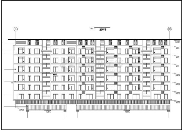 3700平米6层砖混结构住宅楼建筑设计CAD图纸（不含车库层）-图二
