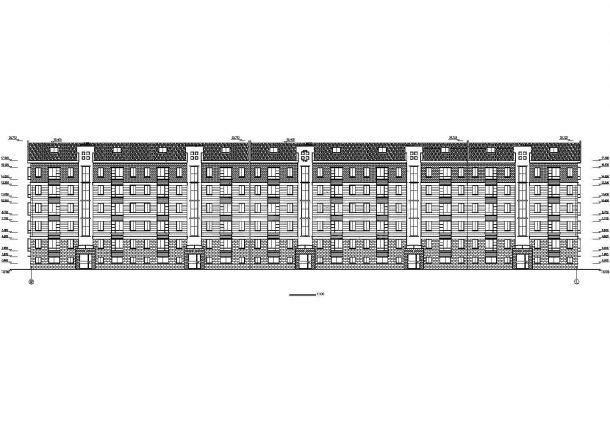 4150平米7层混合结构住宅楼建筑设计CAD图纸（含车库层）-图二