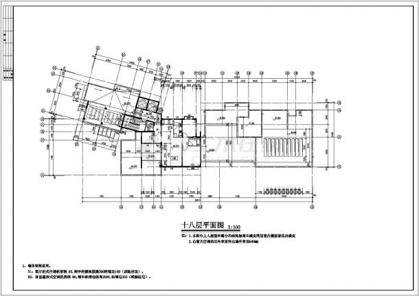 厦门市某小区19层框架结构住宅楼建筑设计CAD图纸（含机房层）-图一