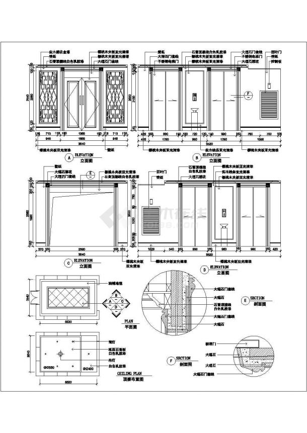 奥莱电梯有限公司办公大楼改造电梯间装修立面cad大样施工图集-图二