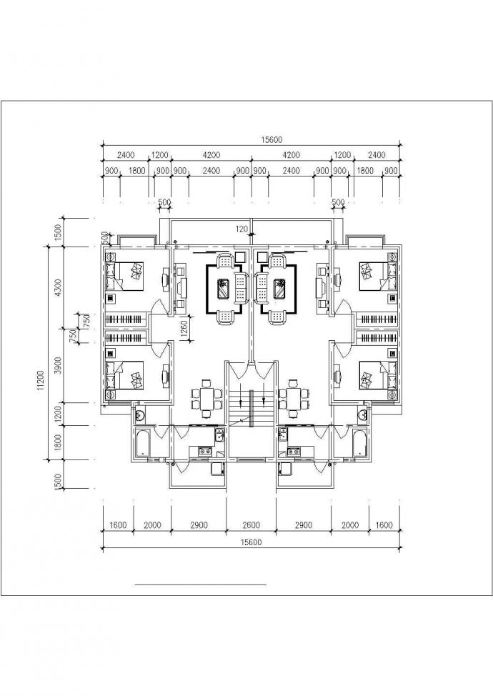湖州市某新建小区110平米的热门户型计CAD图纸（4张）_图1