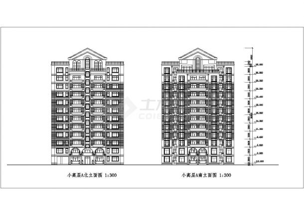 沧州市某安置小区13层框架结构住宅楼建筑设计CAD图纸-图二