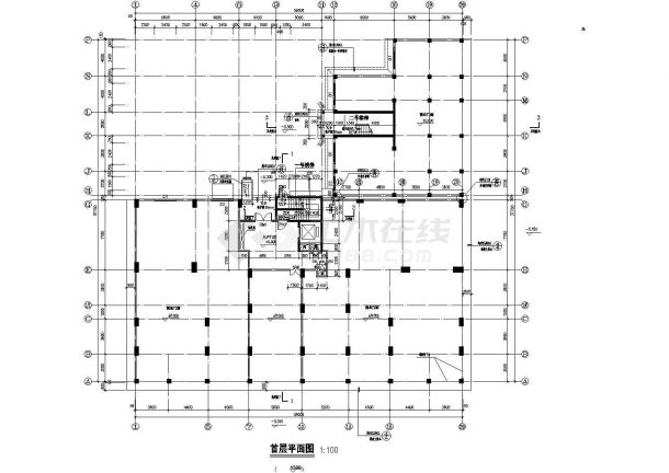 8200平米13层框架结构住宅楼建筑设计CAD图纸（底层商铺）-图一