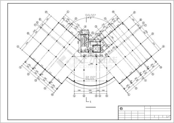 占地760平米12层框架结构商住楼建筑设计CAD图纸（1-3层商用）-图二