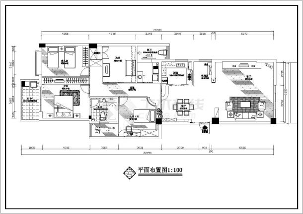 某建筑装修工程队在重庆某套房室内装修cad平立面施工图-图一
