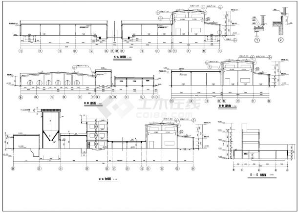 某混凝土主车间建筑结构施工图CAD规划详图-图二