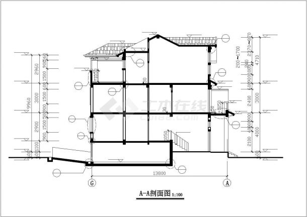 南京市阳河新村某540平米3层砖混结构高档乡村别墅建筑设计CAD图纸-图一