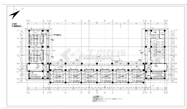 某地初级中学教学楼建筑施工cad图纸-图二