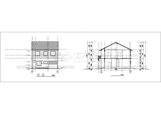 198平米层砖混结构单体乡村别墅建筑设计CAD图纸（含结构图）-图一