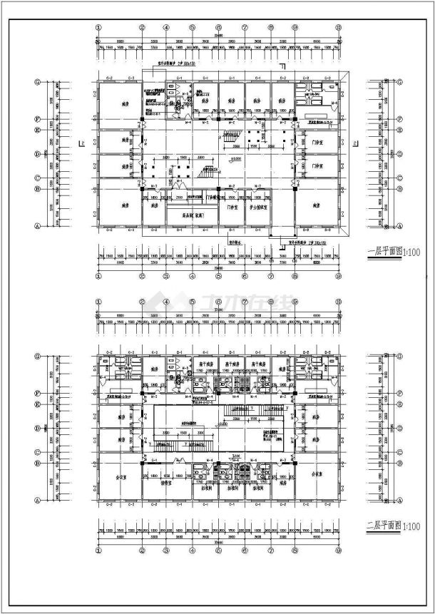 西藏某医院二层门诊楼CAD框架结构设计完整施工图-图一