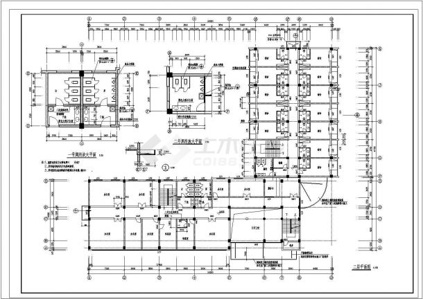 某4943.35平米五层办公楼CAD建筑设计施工图-图二
