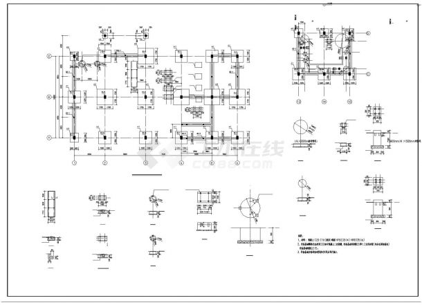 某联合厂房框架结构施工图CAD参考详图-图一