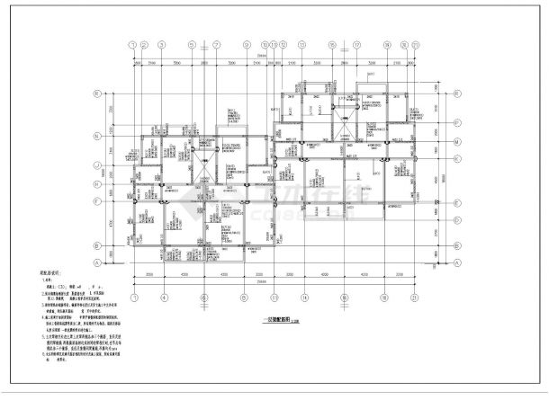 框架住宅楼结构CAD施工图-图一