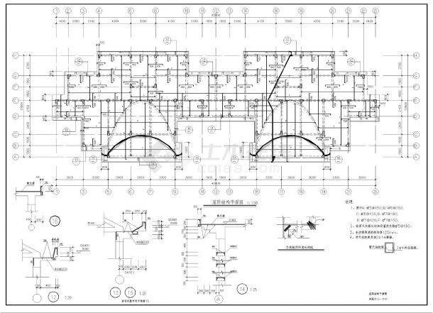 异形柱框架住宅楼结构CAD施工图-图一