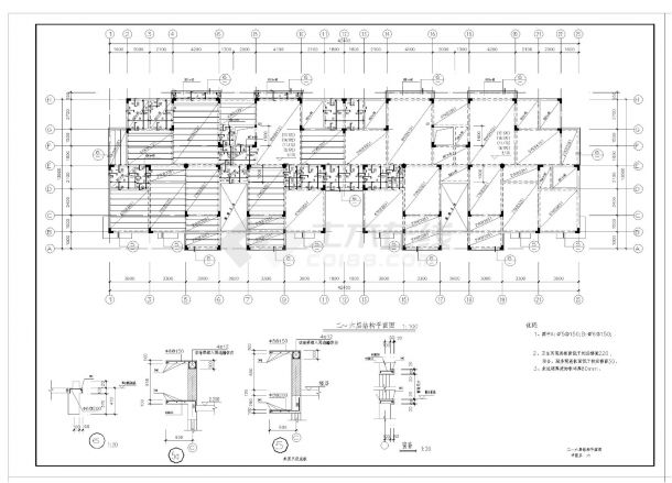 异形柱框架住宅楼结构CAD施工图-图二