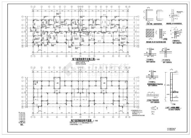 阁楼层异形柱框架住宅楼结构CAD施工图-图一