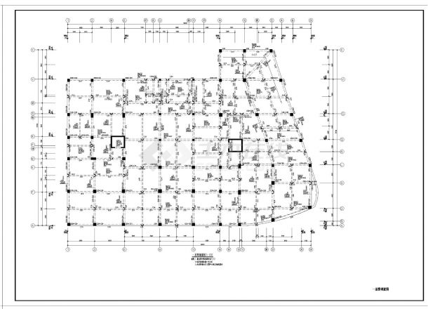 某异形柱框架住宅楼结构CAD施工图-图二