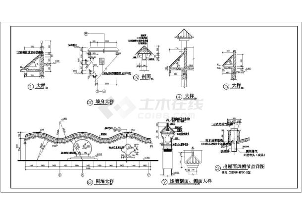 某长23.1米 宽10.6米 2层380平米框架结构CAD市公厕及垃圾站建施【平立剖 设计说明 总平 节点围墙大样 】-图二