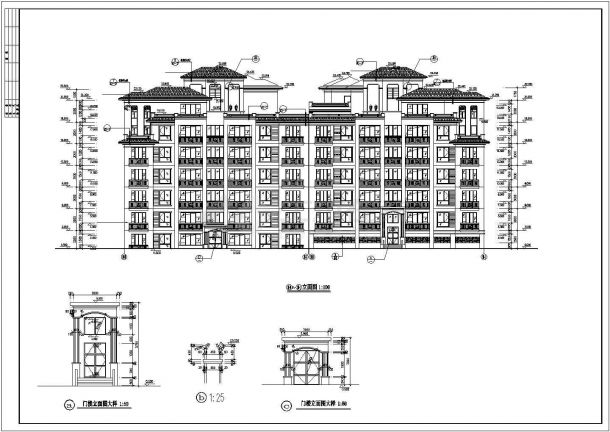 铁岭市某现代化小区7层砖混结构住宅楼建筑设计CAD图纸-图二