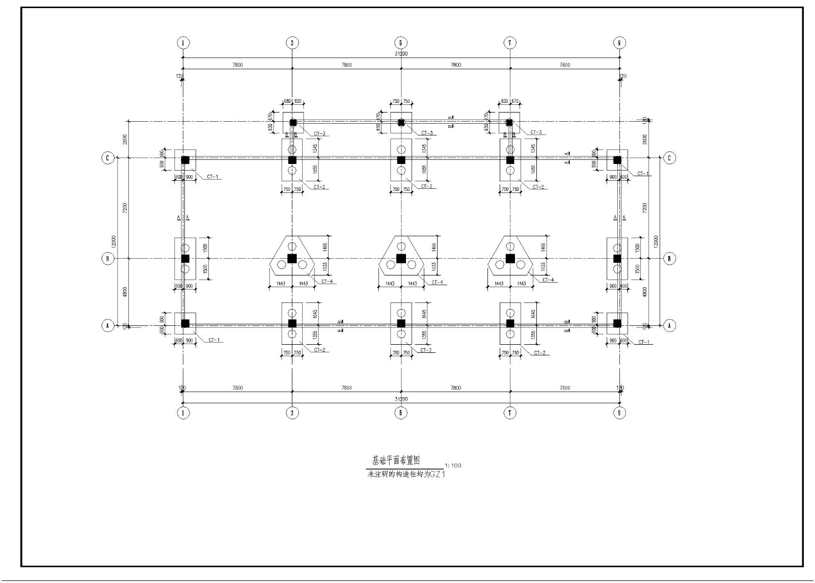 某商住楼房层框架结构施工图CAD详图