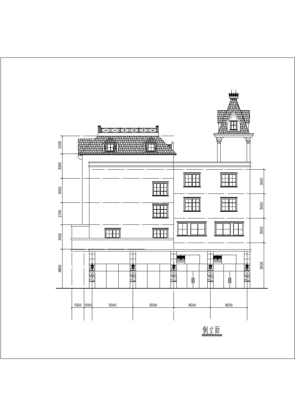 北京某商业街五层框架结构商业综合楼立面设计CAD图纸