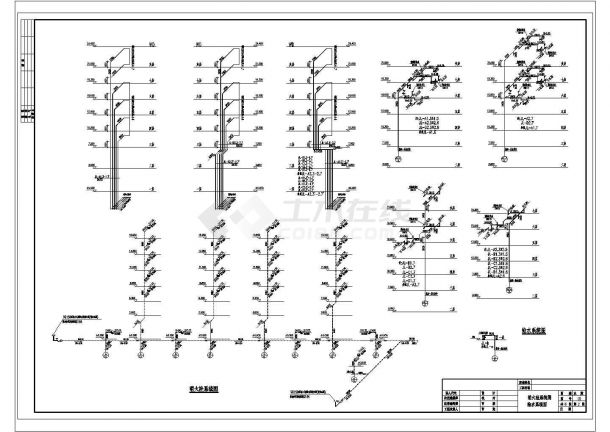 某长73.9米 宽19.2米 七层4单元6630平米商住楼给排水CAD设计(各层给排水平面 消水栓给排水系统图)-图一