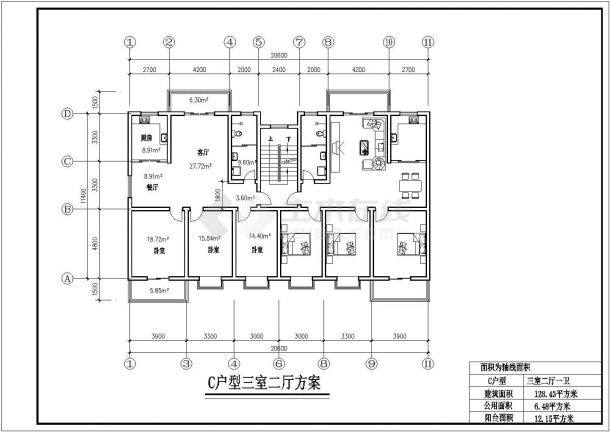 温州市某新建小区经典的预售户型设计CAD图纸（8张）-图二