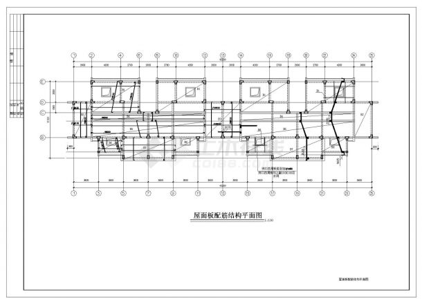 某住宅楼阁楼层框架结构布置施工图CAD详图-图二