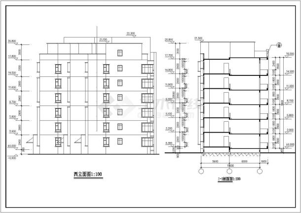 荆州市某小区6层砖混结构住宅楼建筑设计CAD图纸（含天面层）-图二