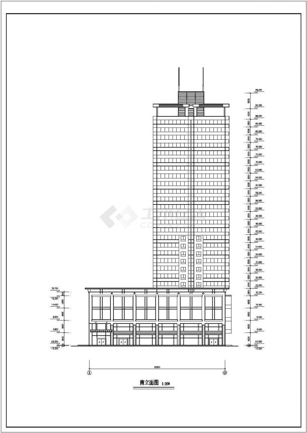 28层框架剪力墙结构商住楼建筑设计CAD图纸（1-5层商用/含地下2层）-图二