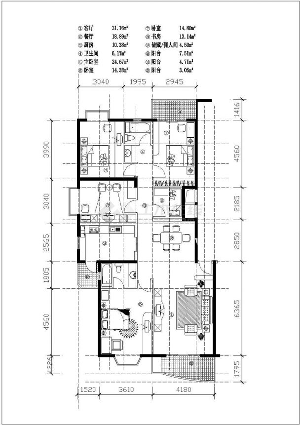 苏州市欣馨花园小区热门户型设计CAD图纸（13张）-图一