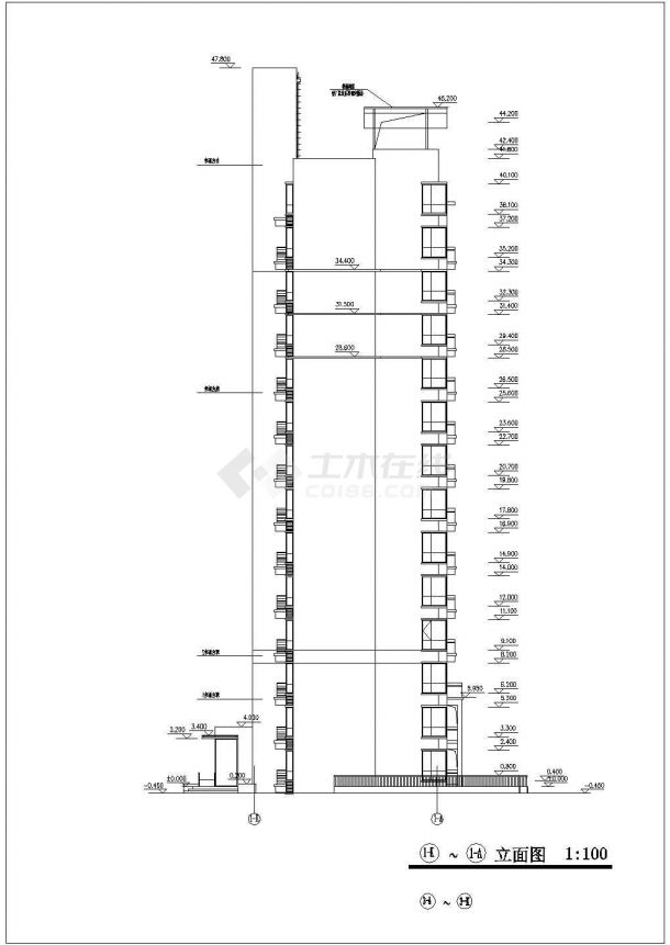 济南市某小区1.2万平米14层框架结构住宅楼建筑设计CAD图纸-图一