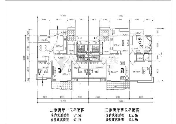 阜阳市某新建居住区80-130平米热门户型设计CAD图纸（共8张）-图一