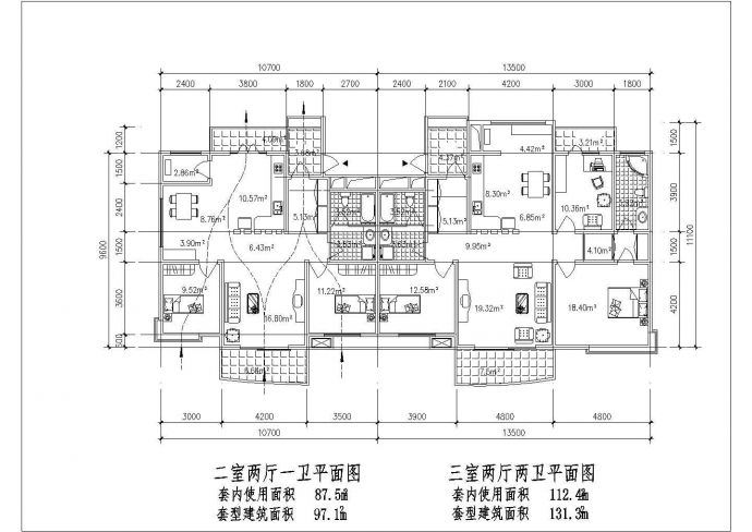 阜阳市某新建居住区80-130平米热门户型设计CAD图纸（共8张）_图1