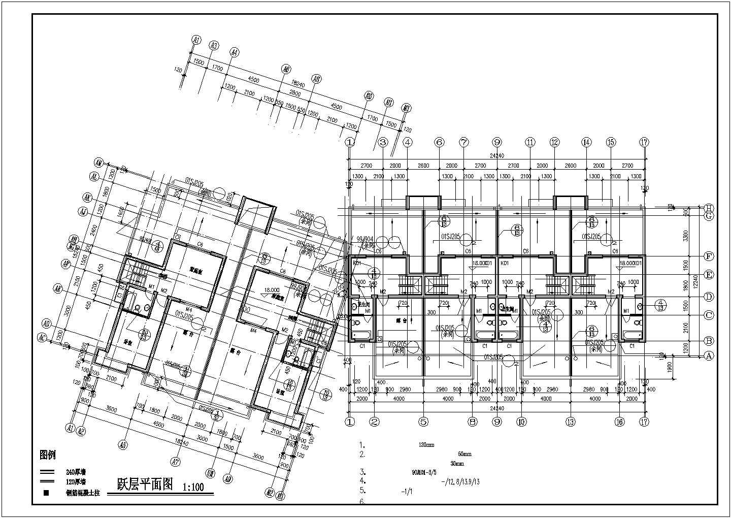 占地870平米6层砖混结构住宅楼全套建筑设计CAD图纸