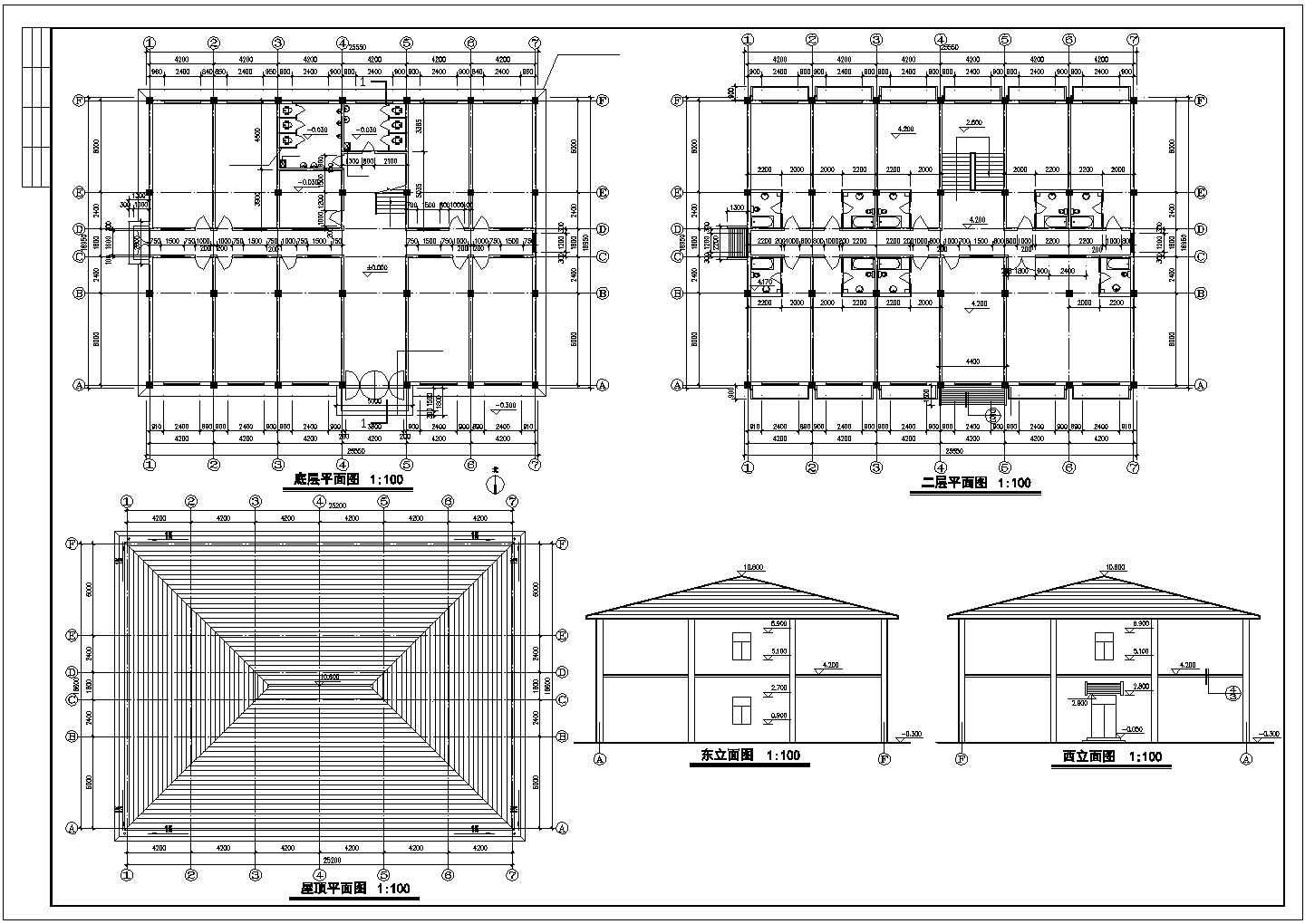 北方某地区小办公楼CAD施工设计图