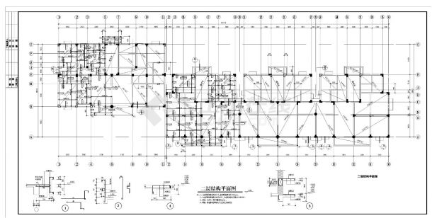 某小区花园住宅楼跃层异形框架轻质墙住宅楼结构设计CAD详图-图二