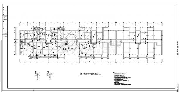 某城市住宅楼框架结构布置施工图CAD详图-图二