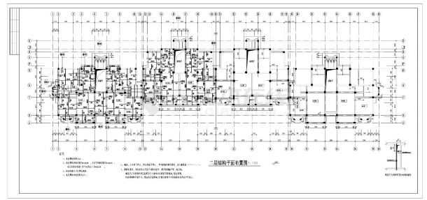 某城市住宅楼框架结构设计施工图CAD详图-图二