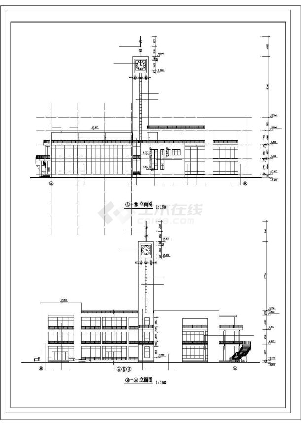 某地区大学生活动中心建筑设计施工cad图-图二