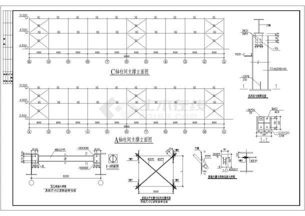某地736,66平方米钢结构厂房结构施工图纸-图二