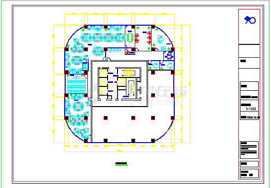 某办公室建筑布置参考CAD详图-图一