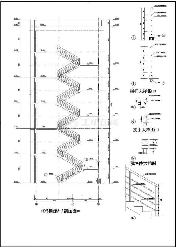 某楼梯CAD详细平面设计详图-图一