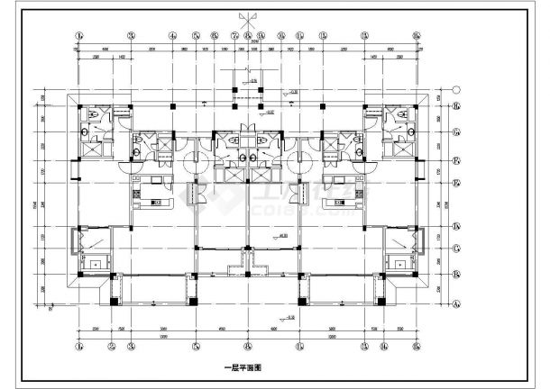 某地区酒店式公寓楼建筑施工设计方案cad图纸-图二