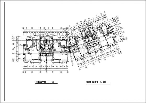 上海嘉定区某小区15+16层两栋住宅楼平面设计CAD图纸-图一
