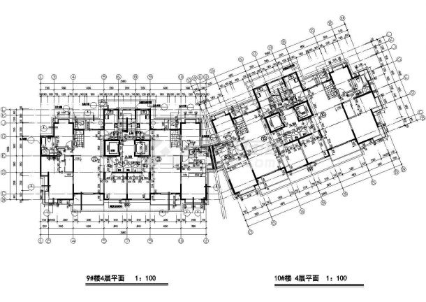 上海嘉定区某小区15+16层两栋住宅楼平面设计CAD图纸-图二