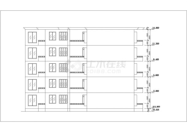 1100平米五层砖混结构住宅楼建筑设计CAD图纸（1层2户）-图一