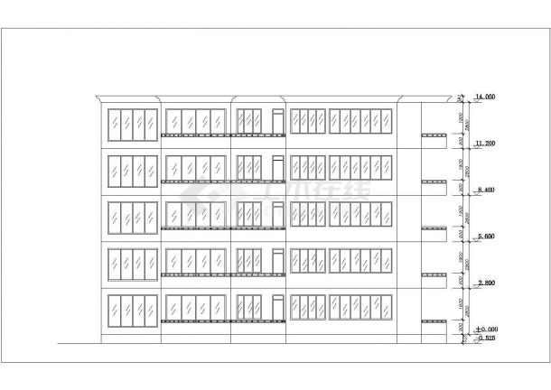 1100平米五层砖混结构住宅楼建筑设计CAD图纸（1层2户）-图二