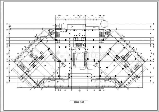 1.5万平米6层框架结构百货商场平面设计CAD图纸（含地下车库层）-图二